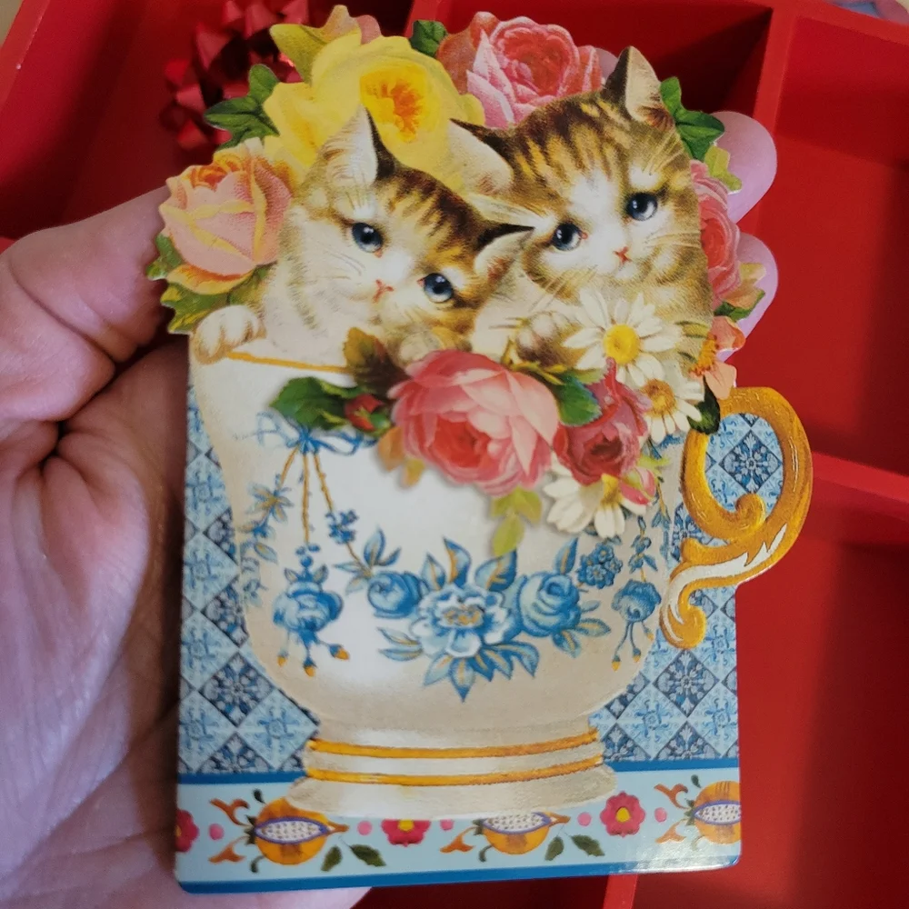 Punch Studio Victorian Look Valentine Cards 4 New Cats Hearts Scrapbook Journal
